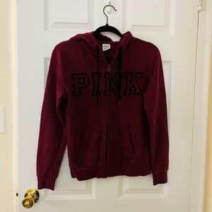 Victorias Secret Pink Ravishing Ruby Full Zip XS Logo Jacket